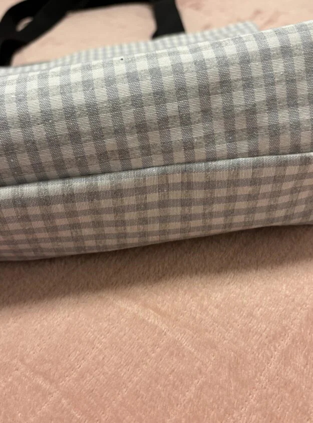 Bolso Tote a Cuadros Gris: - Imagen 2