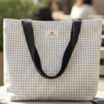 Bolso Tote a Cuadros Gris: