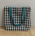 Totebag cuadros turquesa