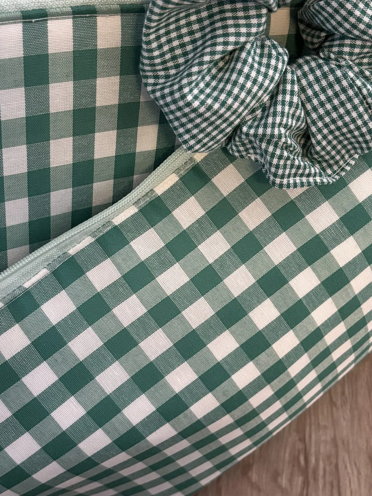 Pack Neceser Acolchado Vichy Verde y Blanco - 3 Piezas a Juego - Imagen 5