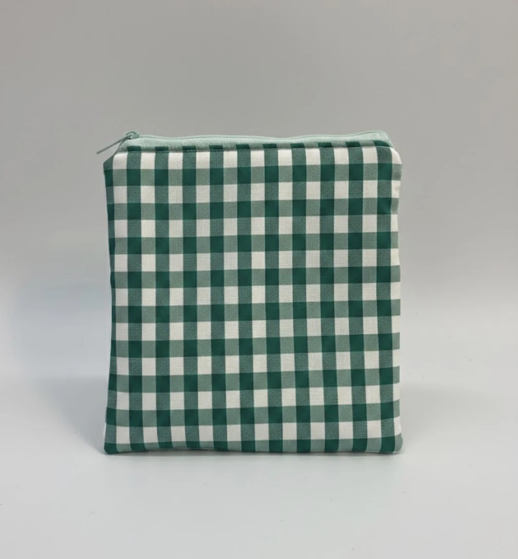 Pack Neceser Acolchado Vichy Verde y Blanco - 3 Piezas a Juego - Imagen 3