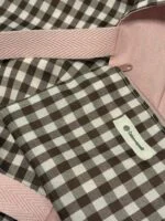 Totebag y Neceser a Juego - Vichy marrón con asas rosas - Imagen 4