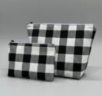 Neceser Acolchado Vichy Blanco y Negro - Pack 2 Tamaños con Cremallera Lila