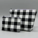 Neceser Acolchado Vichy Blanco y Negro - Pack 2 Tamaños con Cremallera Lila