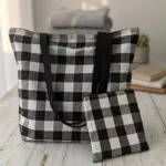 Bolsa Totebag y neceser ( cuadro blanco y negro)