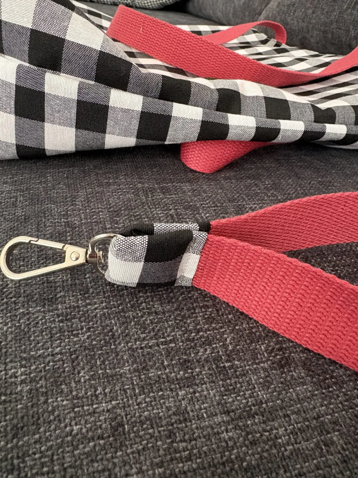 Pack Totebag Vichy naranja con accesorios - Imagen 4