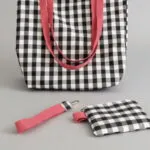 Pack Totebag Vichy naranja con accesorios