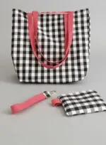 Pack Totebag Vichy naranja con accesorios