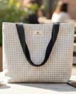 Bolso Tote a Cuadros Gris: - Imagen 4