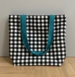 Totebag cuadros turquesa - Imagen 4