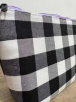 Neceser Acolchado Vichy Blanco y Negro - Pack 2 Tamaños con Cremallera Lila - Imagen 4