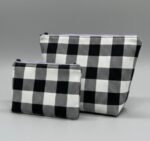 Neceser Acolchado Vichy Blanco y Negro - Pack 2 Tamaños con Cremallera Lila