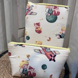 Conjunto artesanal de funda para libro y neceser a juego