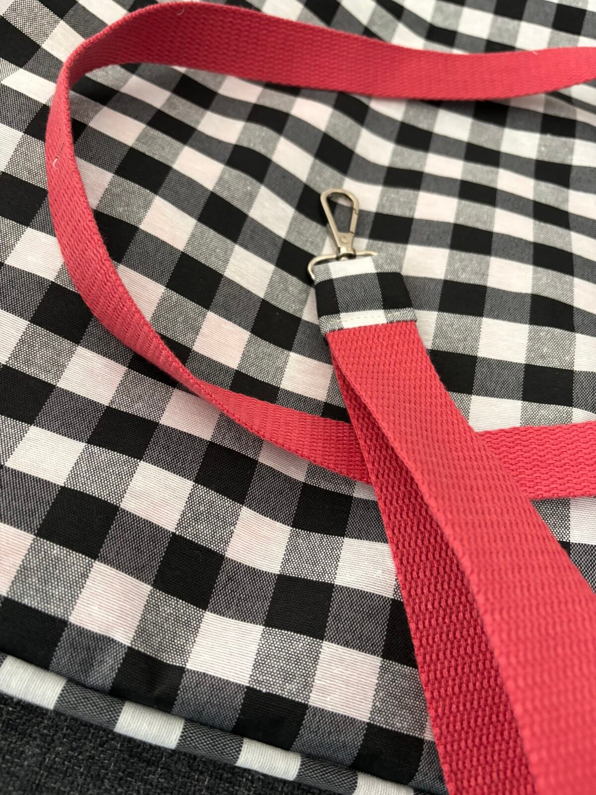 Pack Totebag Vichy naranja con accesorios - Imagen 3